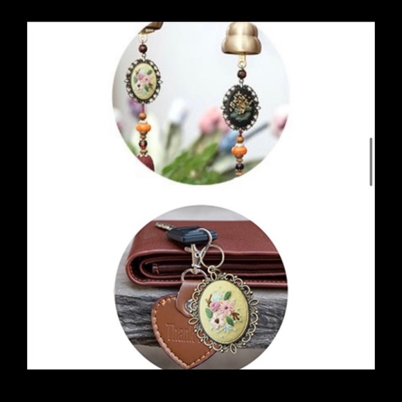 Beautiful hand made embroidery pendant with necklace (chain) - Picture 5 of 5